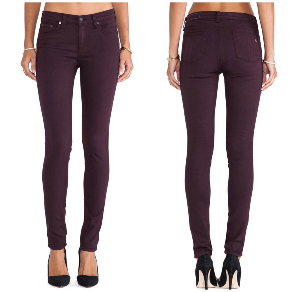 Rag & Bone Skinny Wine Purple Color Jeans Size 28 Mid Rise 29.5 Inseam Stretchy